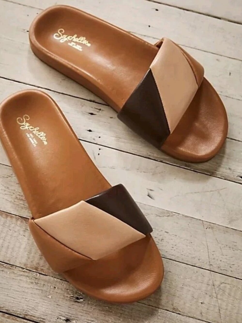 Free People Seychelles Slide Sandals Women's 7 Leather Colorblock Low Key